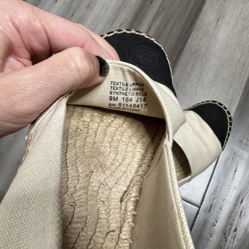 Tory Burch Cap Toe Colorblock Espadrilles Flats Cream & Black Size 9